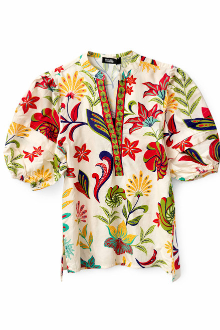 CORAL COTTON PRINT SHIRT