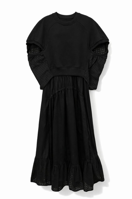 BLACK EYELET PULLOVER DRESS SET