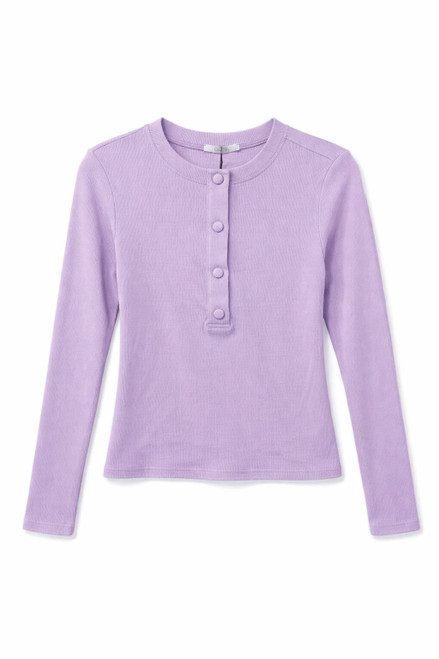LAVENDER RIBBED T-SHIRT WITH SNAPS