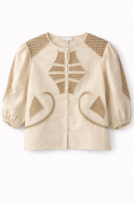 BEIGE LINEN DESIGN BLOUSE