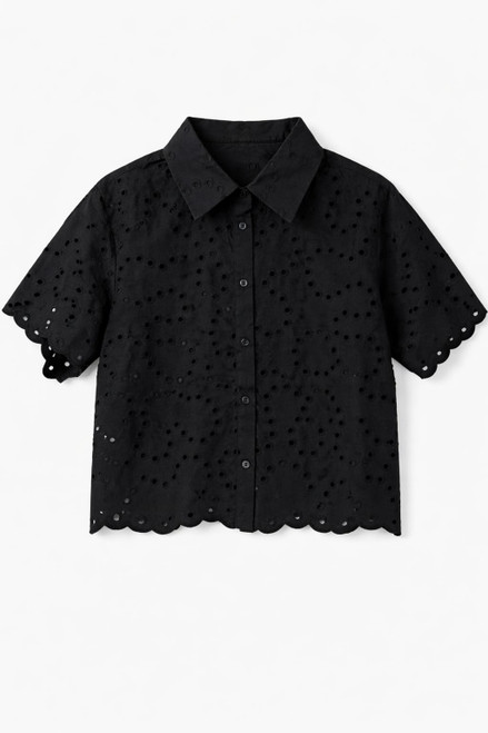 BLACK EYELET BLOUSE