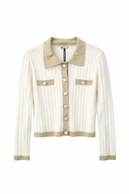 IVORY AND GOLD DESIGN KNITTED JACKET