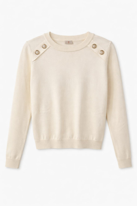IVORY KNIT PULLOVER BUTTON DESIGN