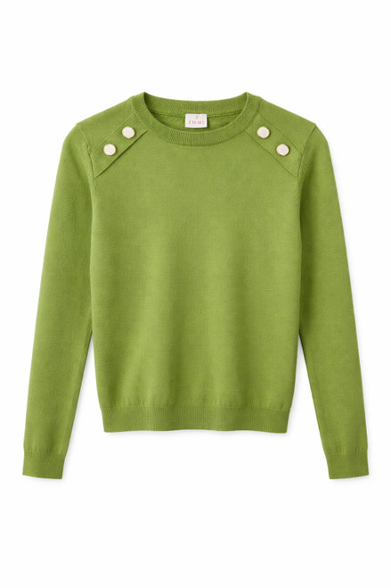 GREEN PULLOVER BUTTON DESIGN