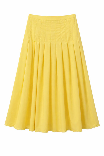 YELLOW COTTON PLEATED SKIRT
