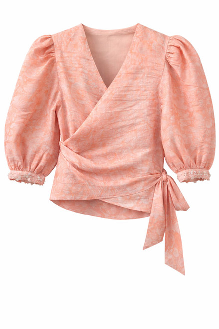 PINK WRAP PRINT BLOUSE