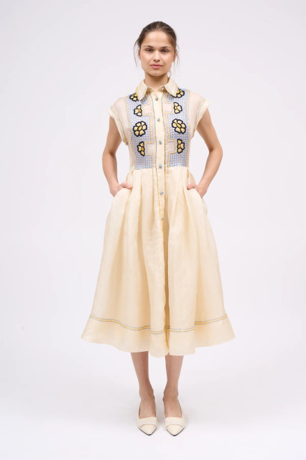 BEIGE EMBROIDERED DRESS