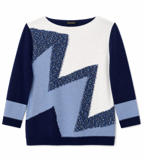 NAVY KNIT DESIGN PULLOVER
