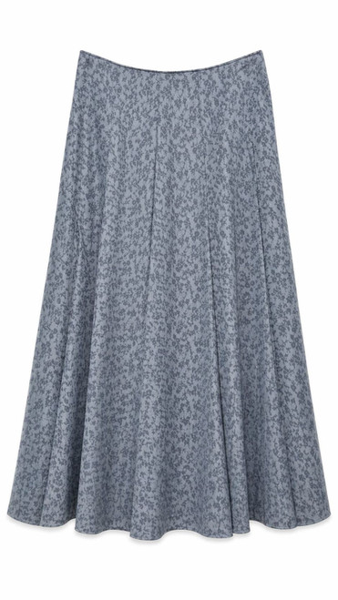 NAVY JACQUARD PLEATED SKIRT 36"