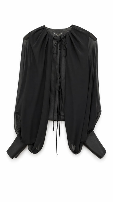 BLACK JACKET WITH CHIFFON SLEEVES