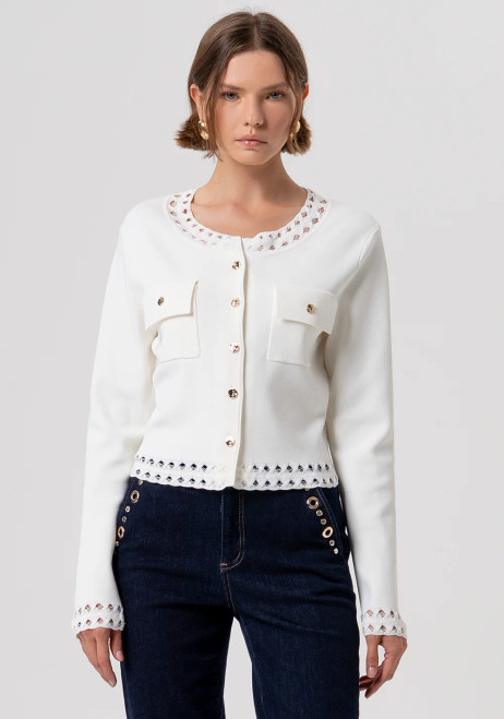KNIT CARDIGAN WITH GOLD BUTTONS