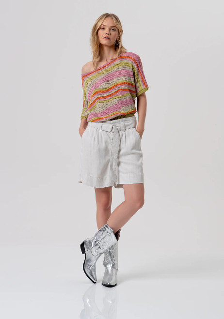 STRIPED SHIMMER PULLOVER