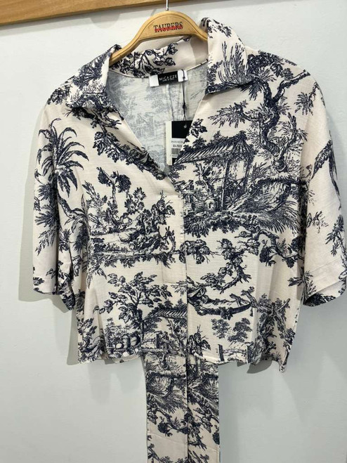 print blouse with tie