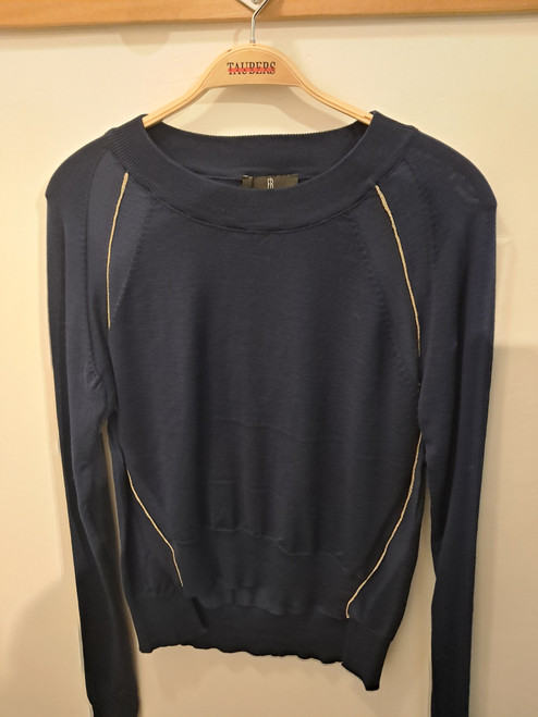 NAVY KNIT PULLOVER GOLD TRIM