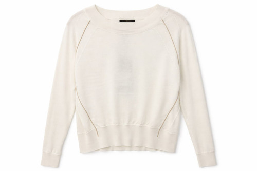 IVORY KNIT PULLOVER GOLD TRIM
