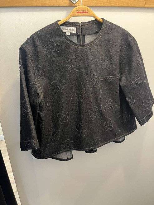 BLACK DENIM DAISY TOP WITH ZIPPER