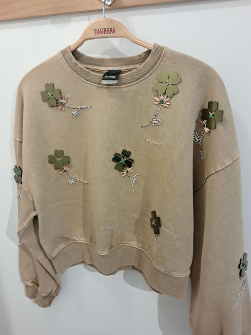 CAMEL SWEATSHIRT WITH STONE DESIGN