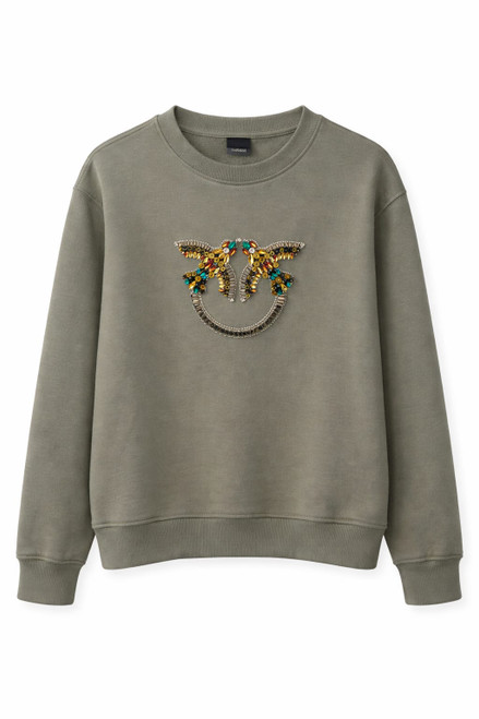 GREEN SWEATSHIRT WITH STONES
