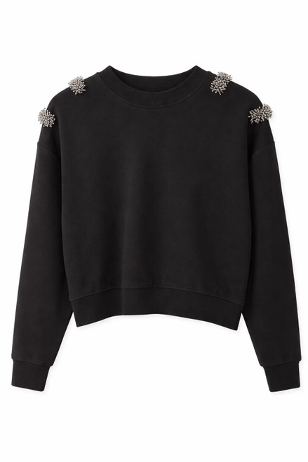 STONE SHOULDER TOP BLACK SWEATSHIRT