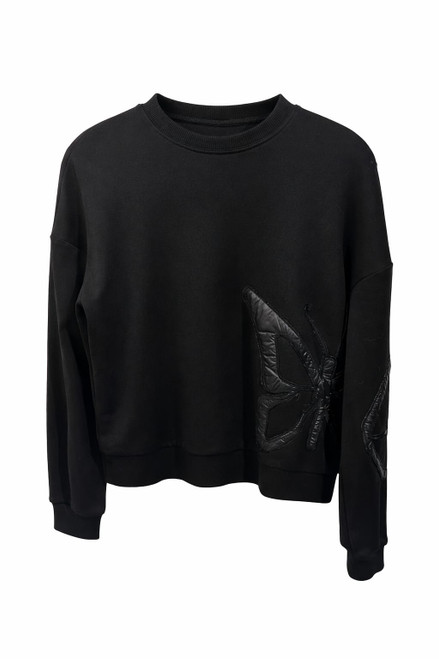 BLACK SWEATSHIRT WITH BUTTERFLY DESIGN