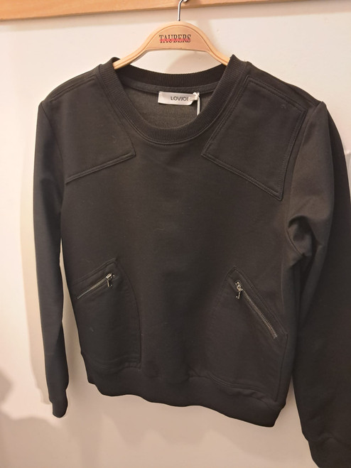 BLACK SWEATSHIRT WITH SIDE ZIPPERS