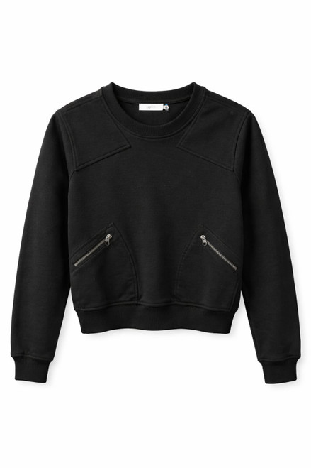 BLACK SWEATSHIRT WITH SIDE ZIPPERS