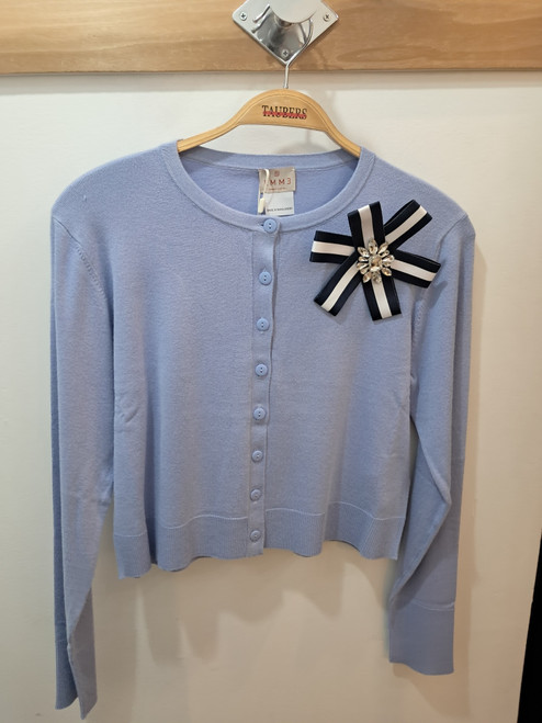 LIGHT BLUE CARDIGAN WITH FLOWER
