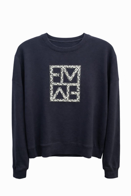 NAVY SWEATSHIRT WITH LOGO DESIGN