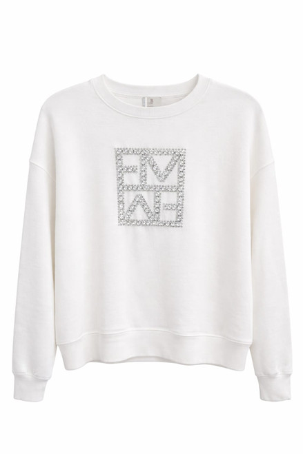 WHITE SWEATSHIRT WITH LOGO DESIGN