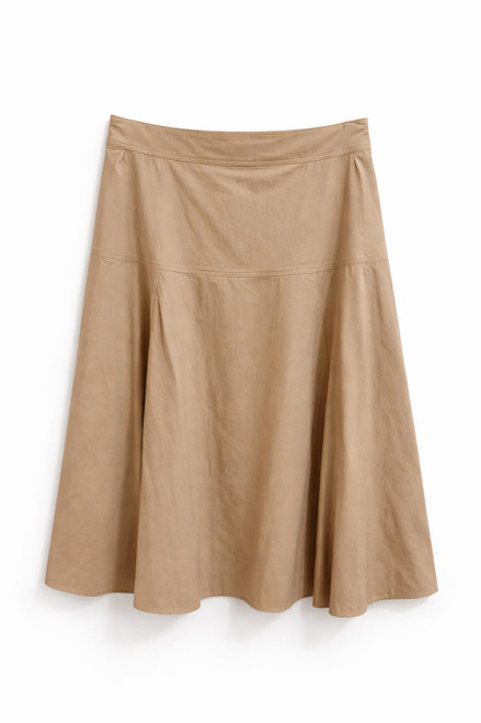BEIGE YOKE FLAIR SKIRT