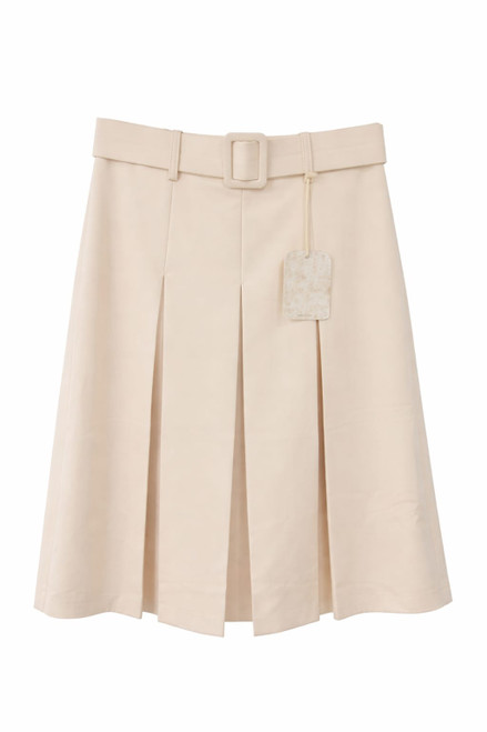 IVORY PLEATED SKIRT WITH BELT