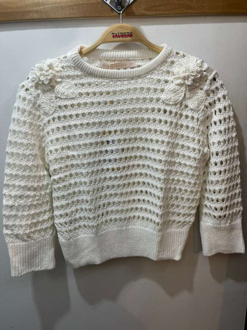IVORY KNIT PULLOVER FLOWER DESIGN