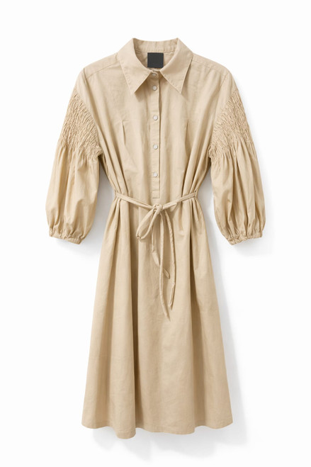 BEIGE COTTON SHIRT DRESS