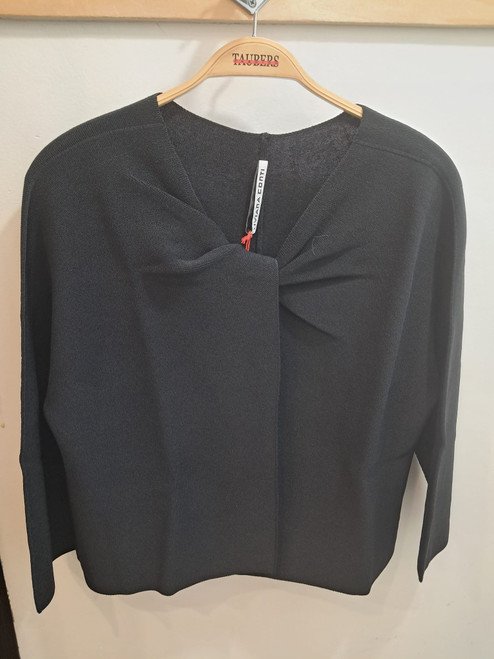 BLACK PULLOVER WITH TWIST DESIGN