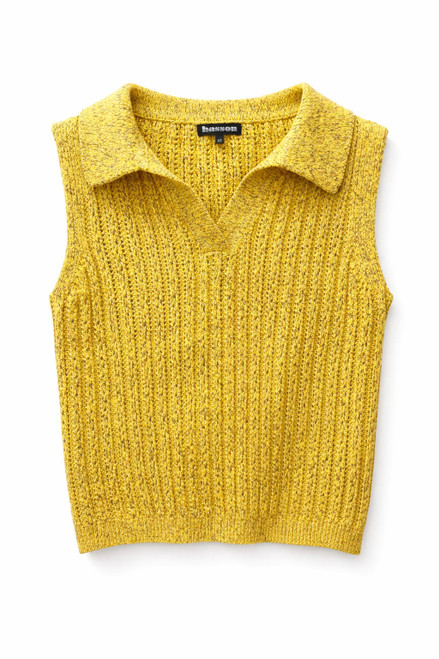 YELLOW KNIT VEST WITH COLLAR