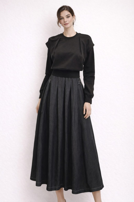 SWEAT TOP DENIM BOTTOM DRESS