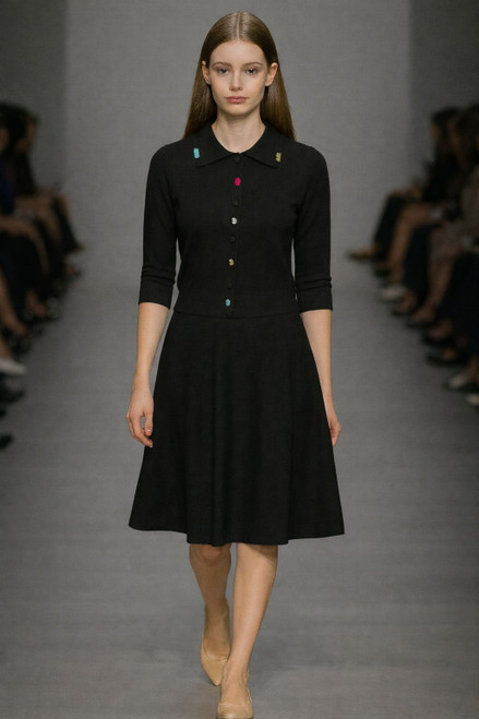 BLACK CARDIGAN WITH COLORED DESIGN