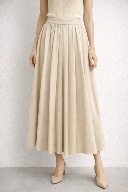 IVORY PLEATED SKIRT
