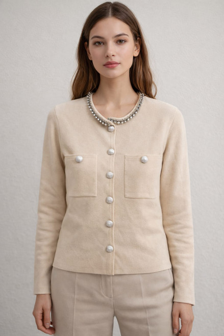 BEIGE CARDIGAN WITH STONES