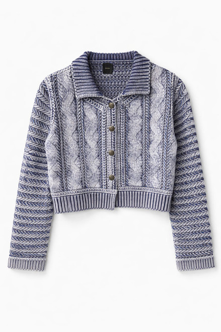 BLUE CABLE SHORT CARDIGAN