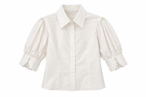 IVORY TAFETTA BLOUSE WITH PUFF SLEEVES