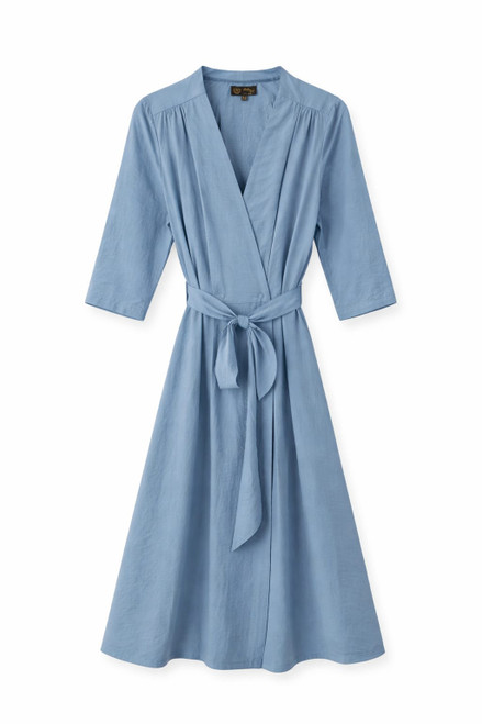 LIGHT BLUE COTTON WRAP DRESS