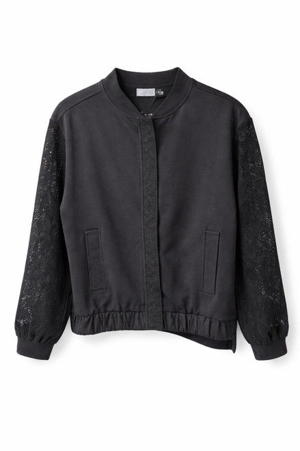 BLACK PONTI JACKET KNIT SLEEVES