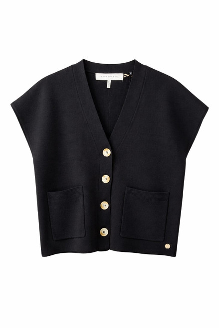 BLACK KNIT VEST WITH POCKET