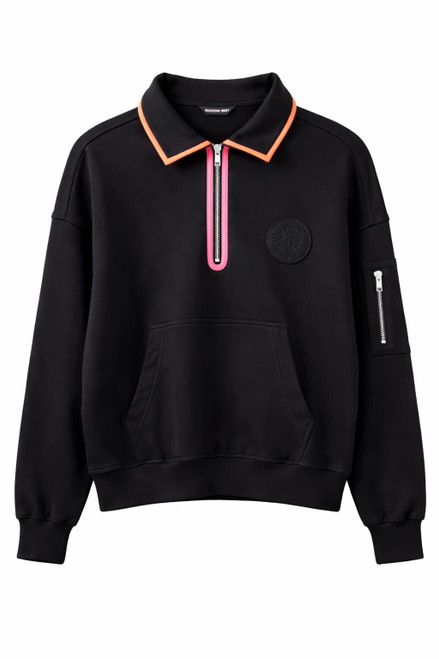 BLACK HALF ZIP SWEATSHIRT