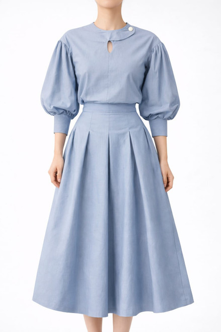 LIGHT BLUE TAFETTA PUFF SLEEVE SET
