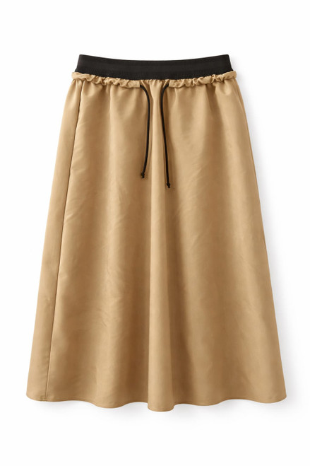 BEIGE RUBBER DRAWSTRING SKIRT