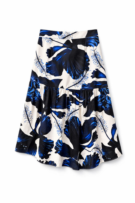 BLUE COTTON FLORAL SKIRT