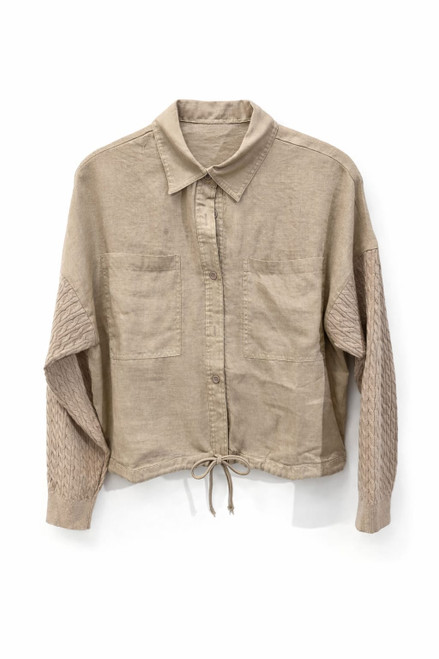 BEIGE CABLE SLEEVE BLOUSE