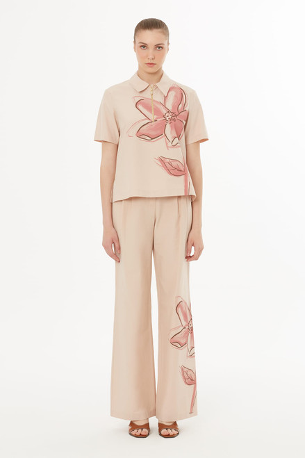 PINK COTTON BLOUSE FLOWER DESIGN